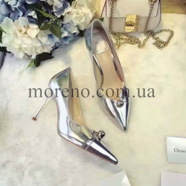 Туфли Dior глянцевые серебристые