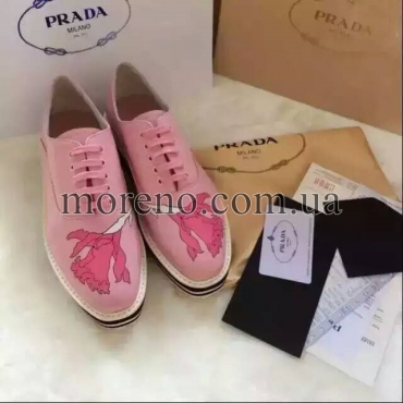 Туфли Prada на шнуровке розовые фото 4