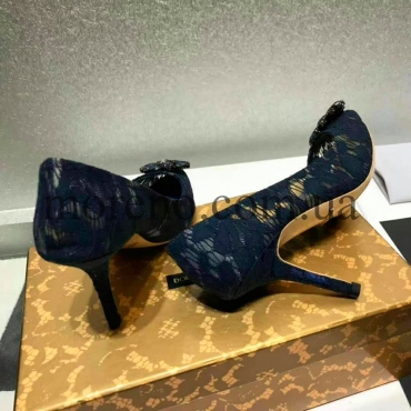 Туфли D&G синие на каблуке фото 4