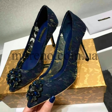 Туфли D&G синие на каблуке фото 5
