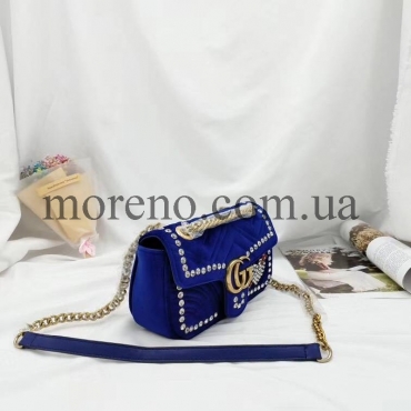 Велюровая сумка с декором и лого фото 1