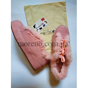 Слипоны Loro Piana с мехом норки розовые фото 1