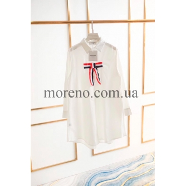 Рубашка Thom Browne белая с бантиком фото 3