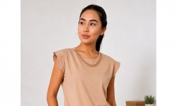 Футболка бежевая oversize фото 2