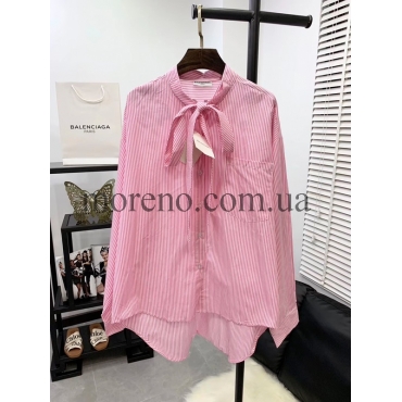 Рубашка Balen*iaga розовая с бантиком фото 3