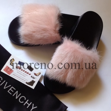 Шлепанцы Givenchy с мехом нежно-розовые