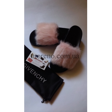 Шлепанцы Givenchy с мехом нежно-розовые фото 1