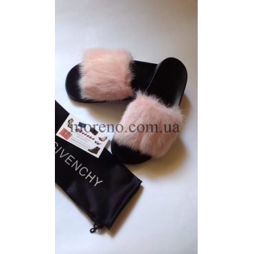 Шлепанцы Givenchy с мехом нежно-розовые фото 2