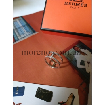 Кольцо Hermes со стразами в коробке фото 2
