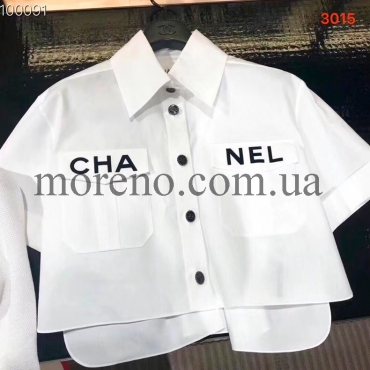 Рубашка Ch*nel белая с лого на карманах