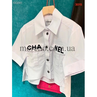 Рубашка Ch*nel белая с лого на карманах фото 1