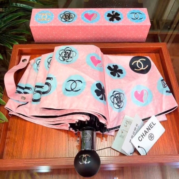 Зонт Chan*l нежно-розовый с лого фото 2