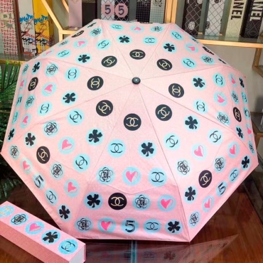 Зонт Chan*l нежно-розовый с лого фото 3