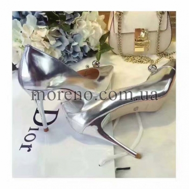 Туфли Dior глянцевые серебристые фото 2