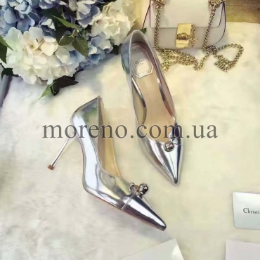 Туфли Dior глянцевые серебристые фото 3