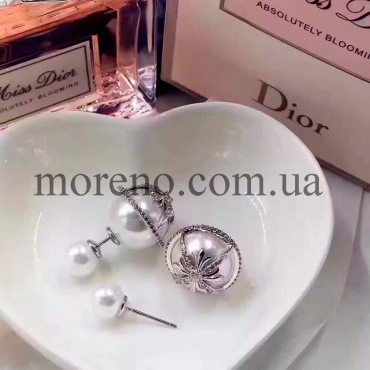 Серьги Dior жемчужина с отделкой